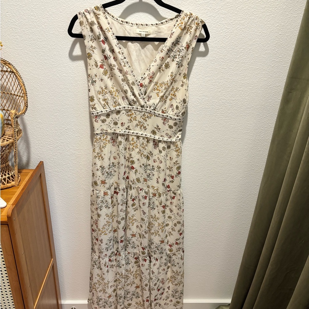 Max Studio Floral Maxi Dress - Cream and Multicolor